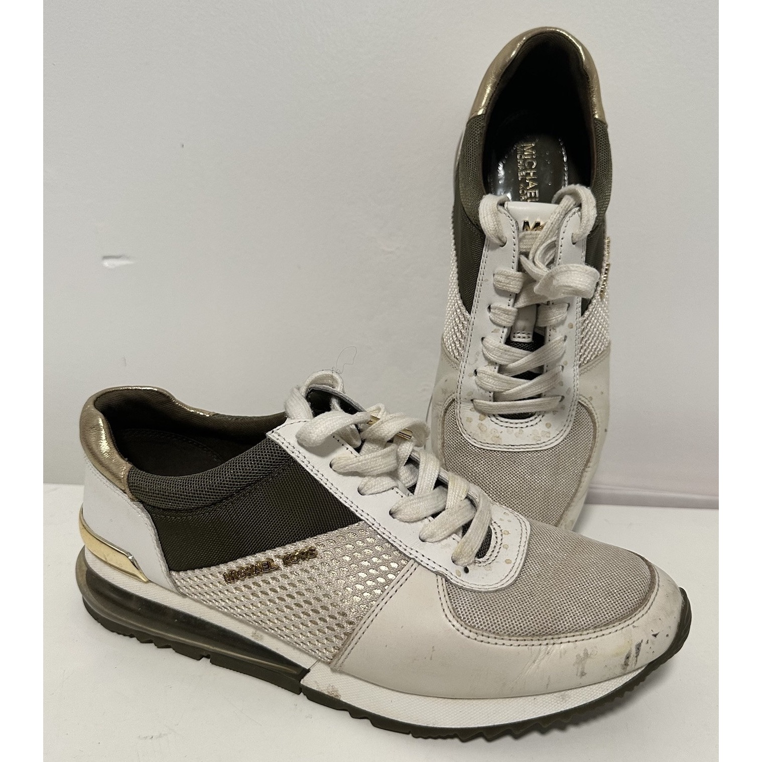 Michael Kors Shoes Womens 8m Trainer Gold Brown Extreme Sg18k Lace-Up Sneaker